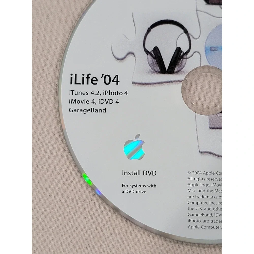 Apple iLife '04 Install DVD iTunes iPhoto iMovie‎ iDVD GarageBand Mac Software